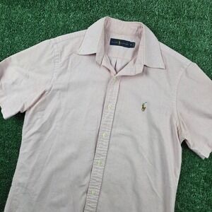 Ralph Lauren Mens Pink Oxford Short Sleeve Button Down Shirt Small Pony Logo S